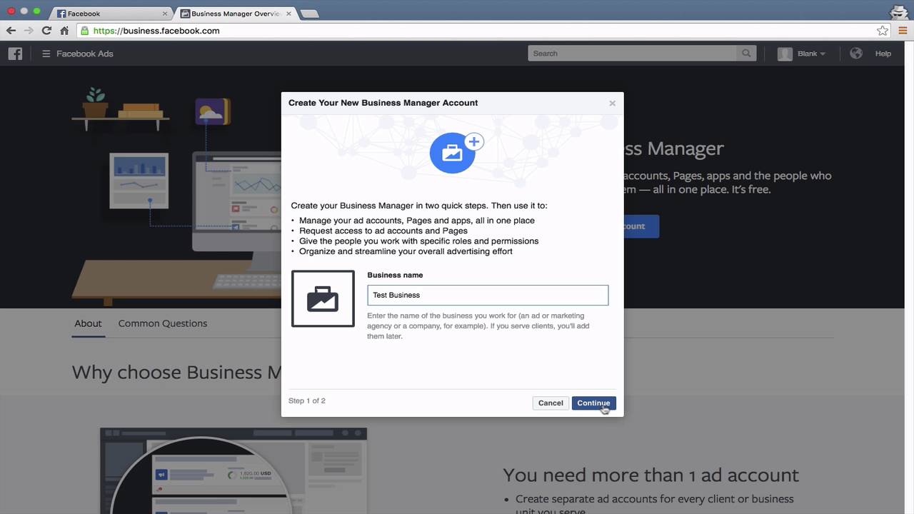 Create a Business Account on Facebook